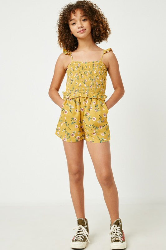 Floral smocked romper