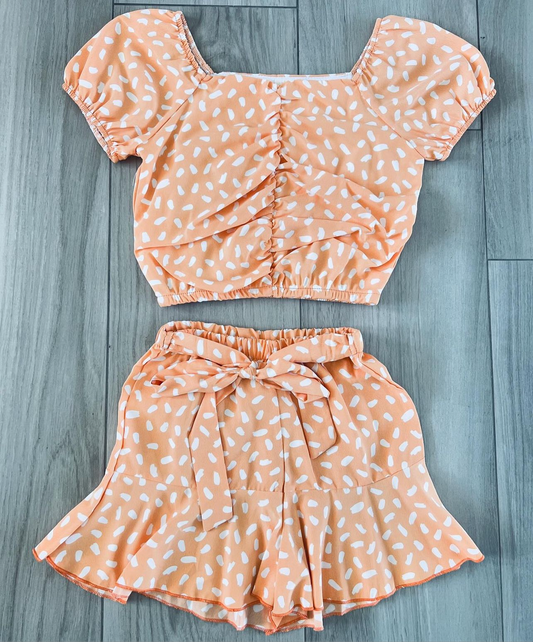 Ruffle tie short set