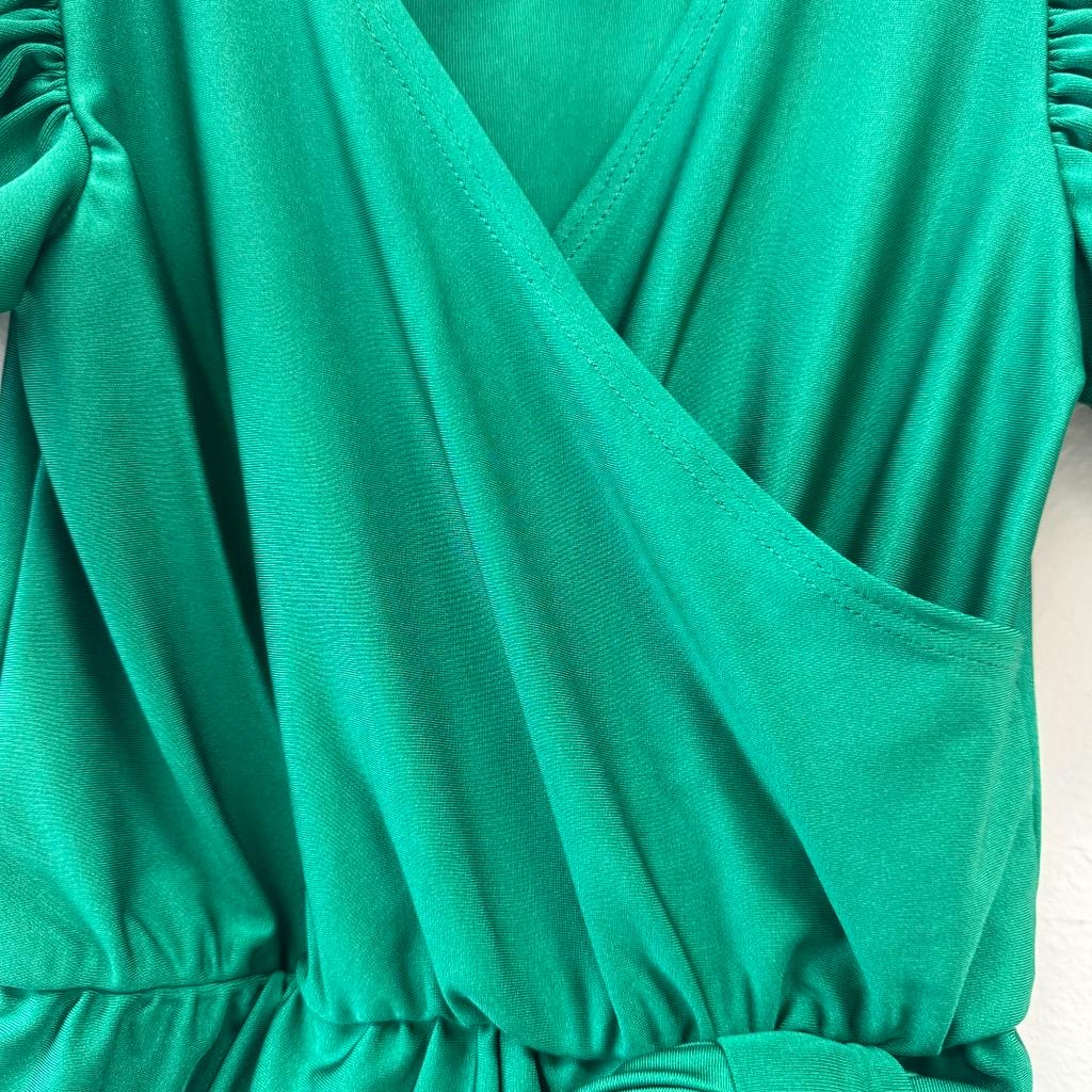 Kelly green tie wrap romper