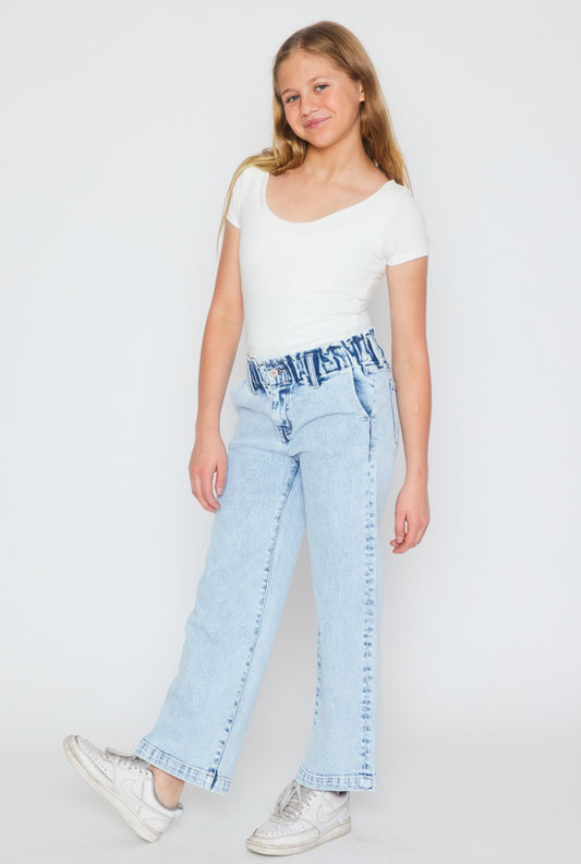 Wide leg high rise jeans