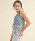 Chambray embroidered top