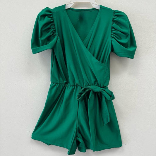 Kelly green tie wrap romper