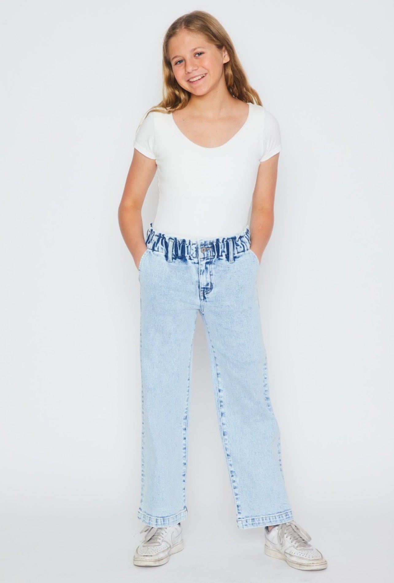 Wide leg high rise jeans