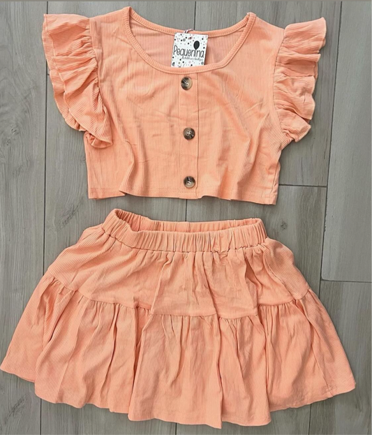 Coral skater skirt set