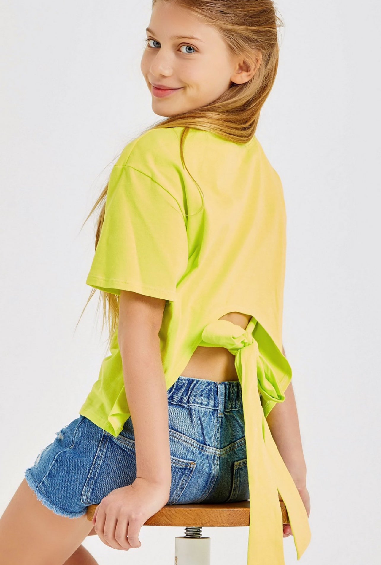 Neon yellow tie back t-shirt