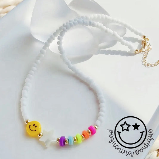 Rainbow smiley necklace