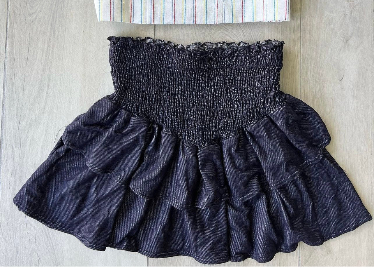 Denim ruffle skirt