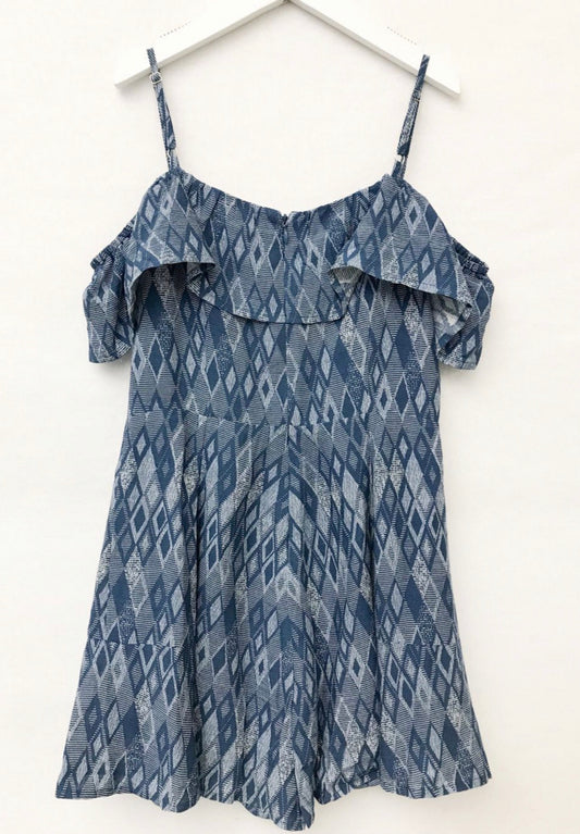 Blue ruffle strap romper