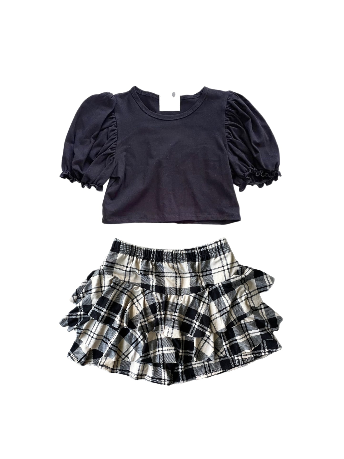 Black and white plaid skort