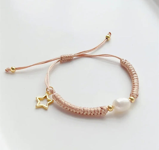 Pearl and star rope bracelet