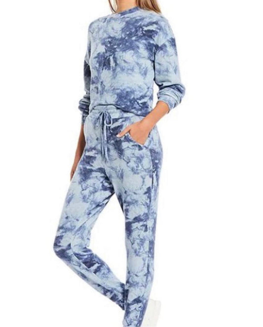 Blue tie dye lounge jogger set