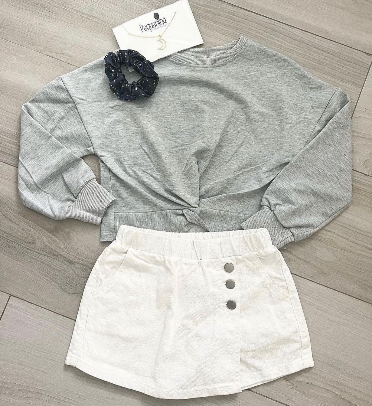 White denim skort