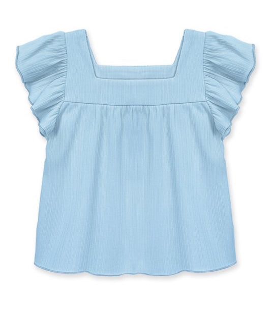 Flutter sleeve top in light blue