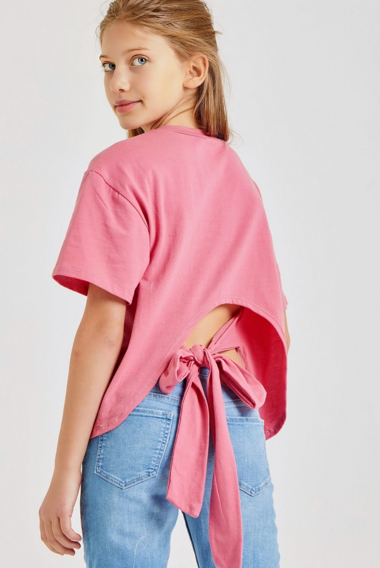 Pink tie back t-shirt