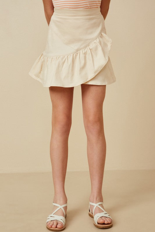 Cream asymmetrical ruffle skirt