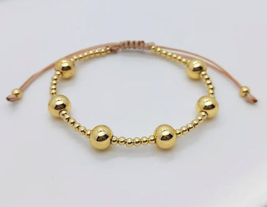 Gold bead adjustable bracelet