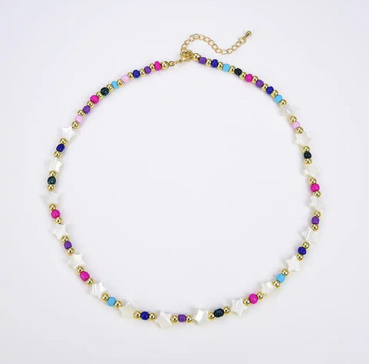 Multicolor star necklace