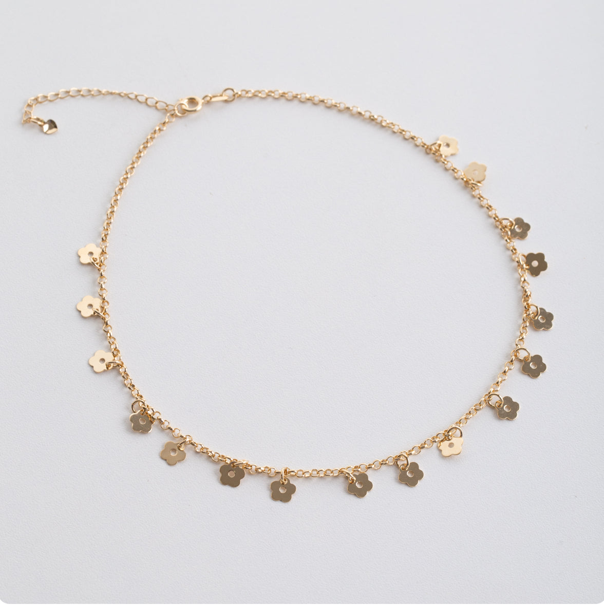 Gold flower necklace 14”