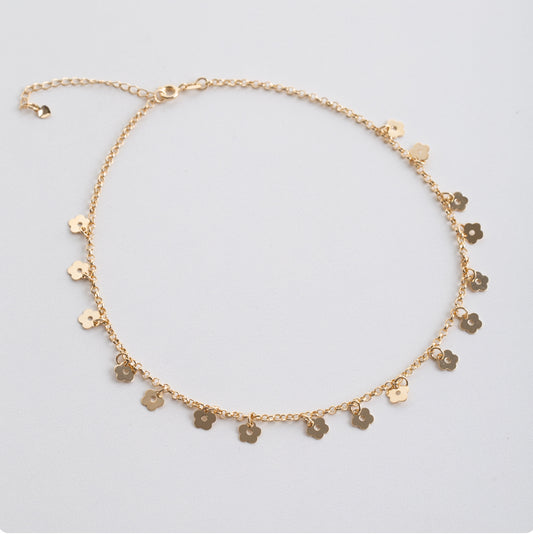 Gold flower necklace 14”