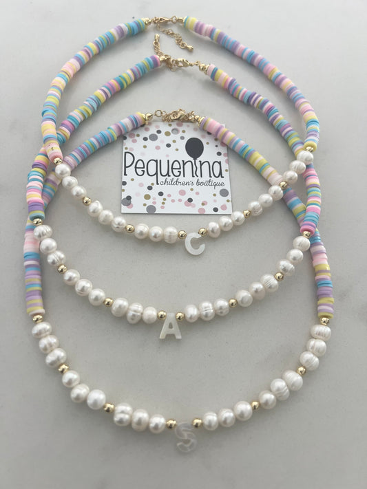 Pearl initial necklace