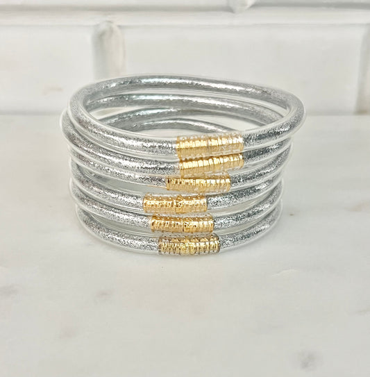 All weather silver bangles