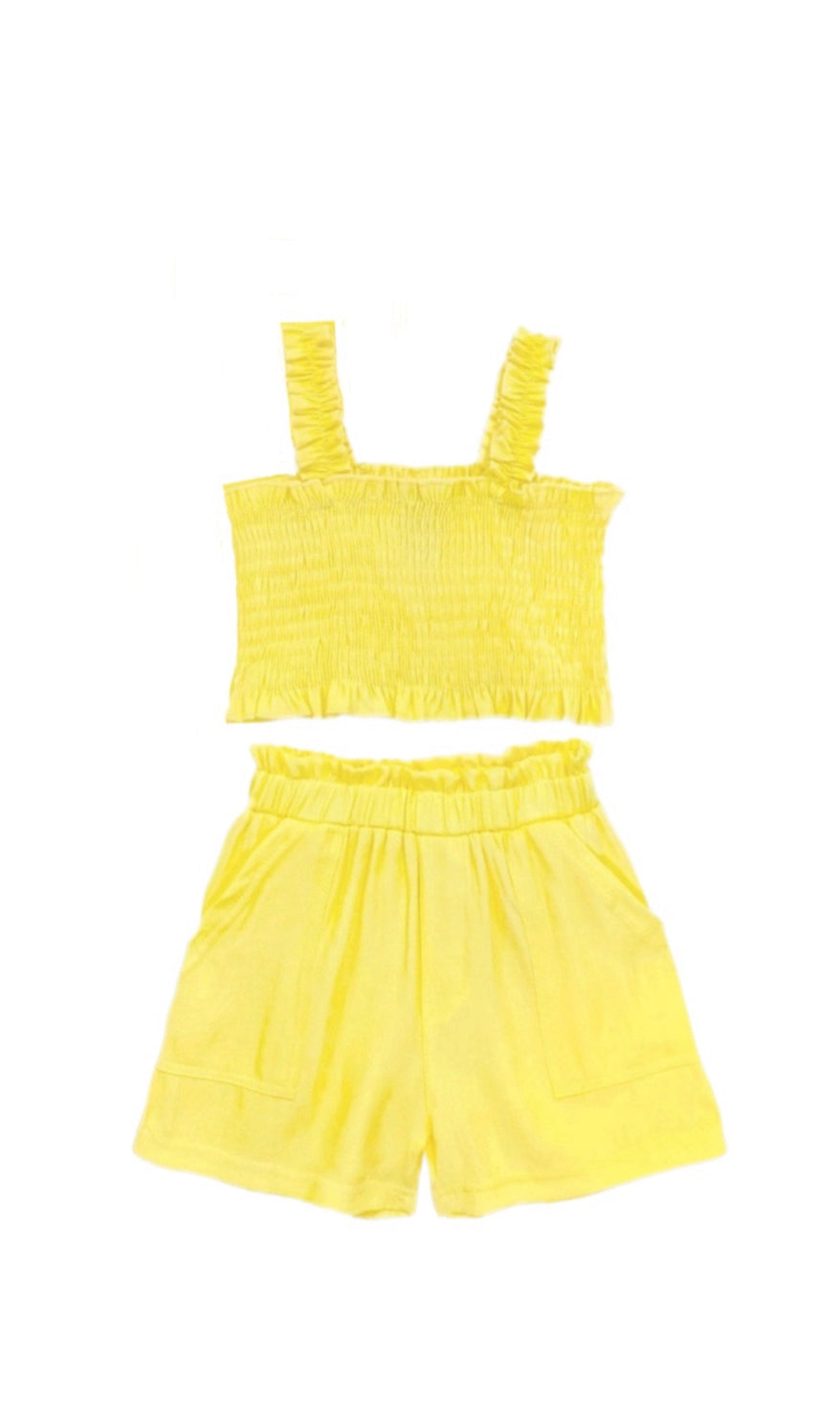 Yellow smocked crop top set